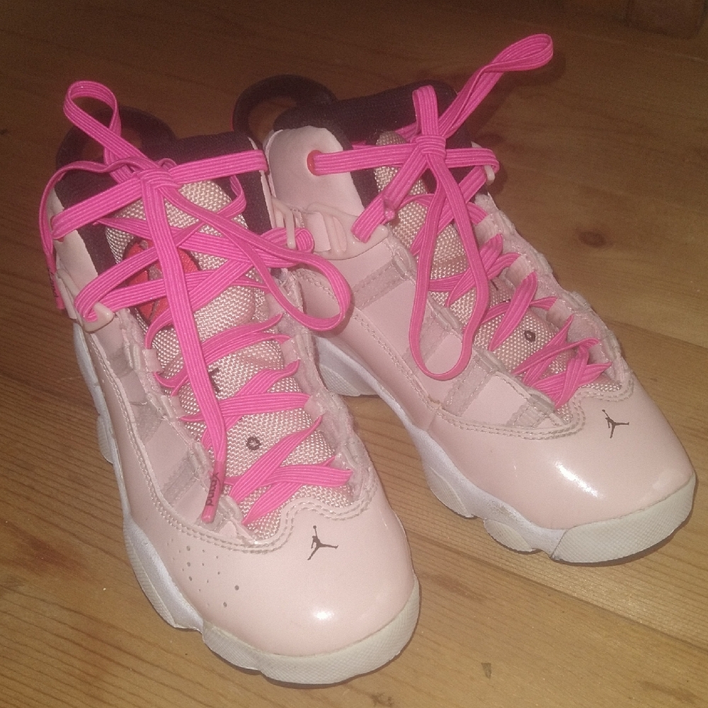 Nike Pink and White Sneakers with Bold Pink Laces